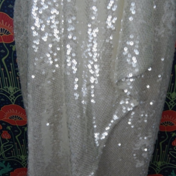 Karen Millen Cream Sequin Rosette Plunge Party Cocktail Dress Nwt US 6 - Picture 5 of 7